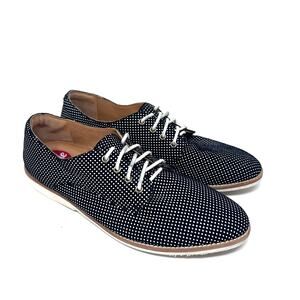 Rollie Derby Black Dream Womens 39 Black White Dot Lace Up Comfort‎ Flat